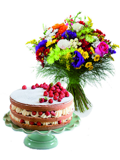 Bouquet-fiori con-torta