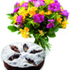 bouquet lisiantus con torta al cioccolato