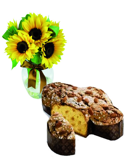 colomba e tre girasoli