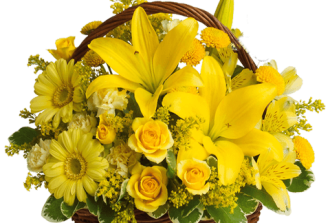 cesto-di-rose-gerbere e lilium