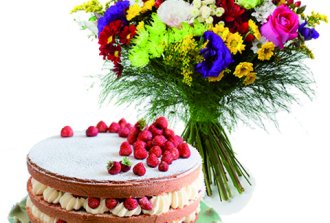Bouquet-fiori con-torta