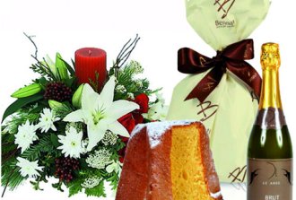 Centrotavola natalizio con spumante